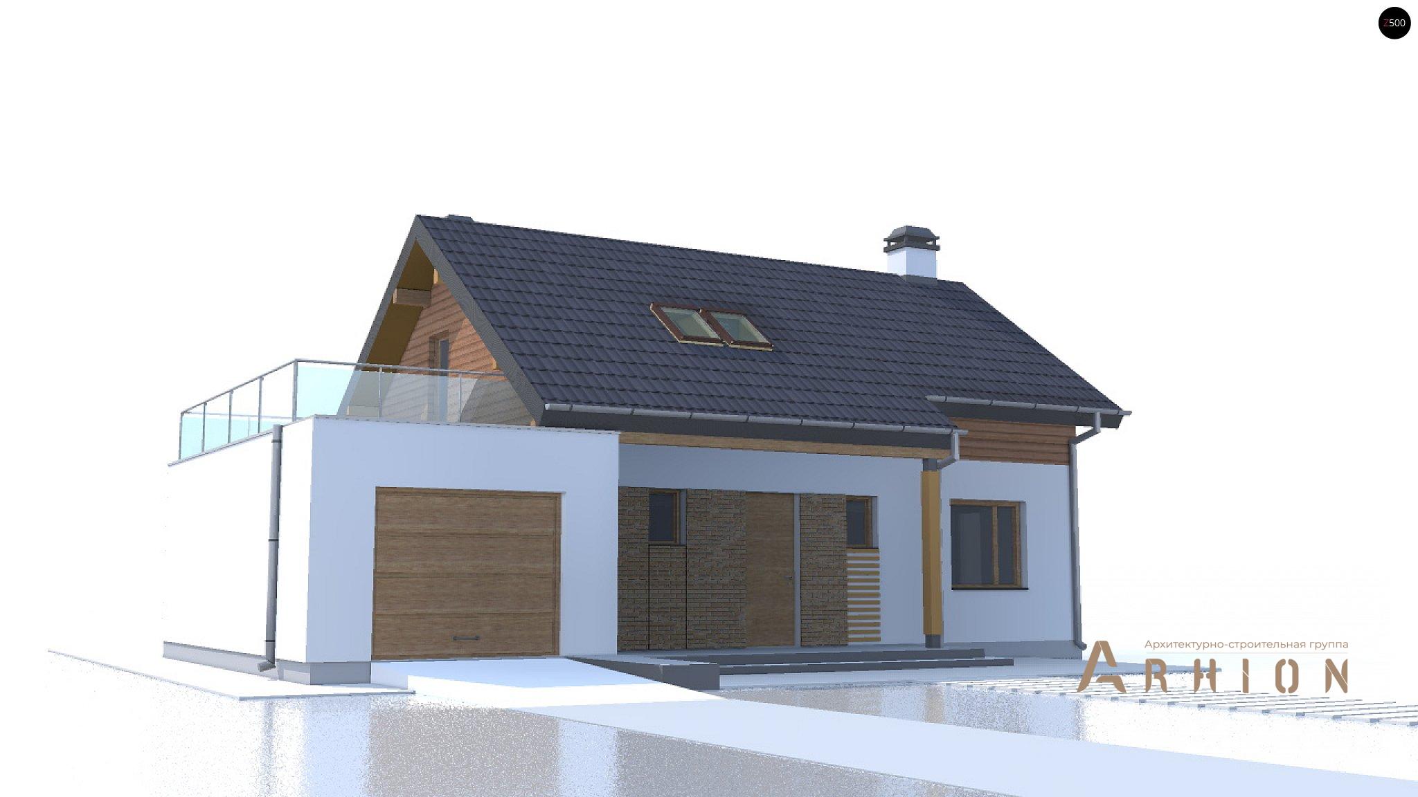 13. Проект одноэтажного дома в современном стиле с двускатной кровлей, Z210 GLt, площадью - 139 кв c мансардой, терассой, балконом, гаражом